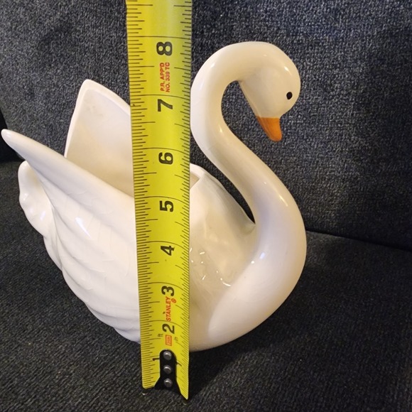 Vintage Large Crackle-Glaze Swan Planter MCM 8" w x 7.7" h - Picture 9 of 13